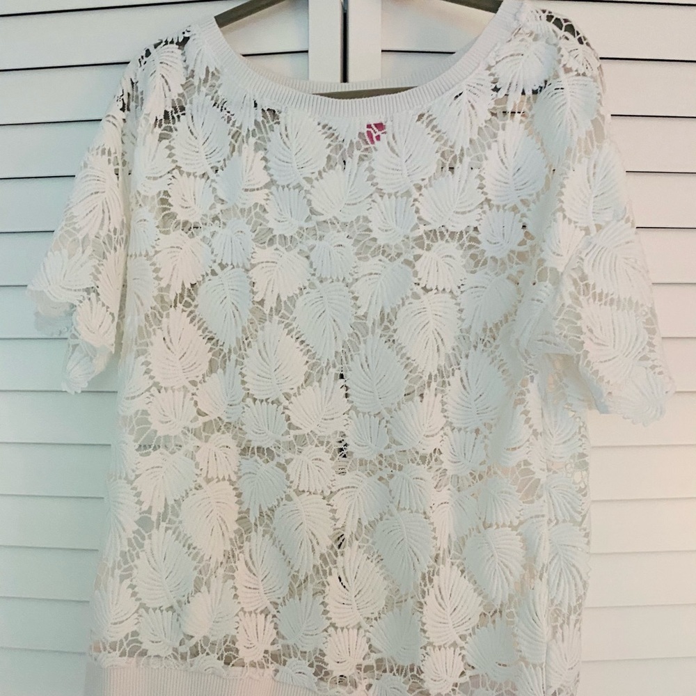Lilly Pulitzer White Palm Lace Top
